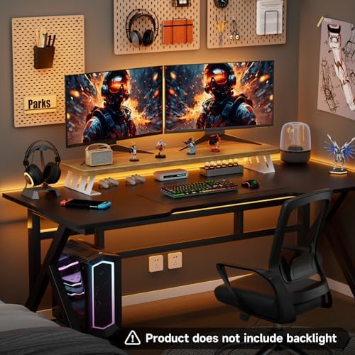 Dual Monitor Stand Riser, 39 Inch Large Wood Monitor Stands for 2 Monitors