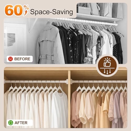 Velvet Shirt Hangers 30 Pack, No Shoulder Bumps for Clothes (White)