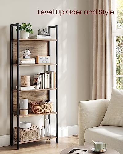 VASAGLE 5 Tier Bookshelf, Free Standing Bookcase Storage Organizer