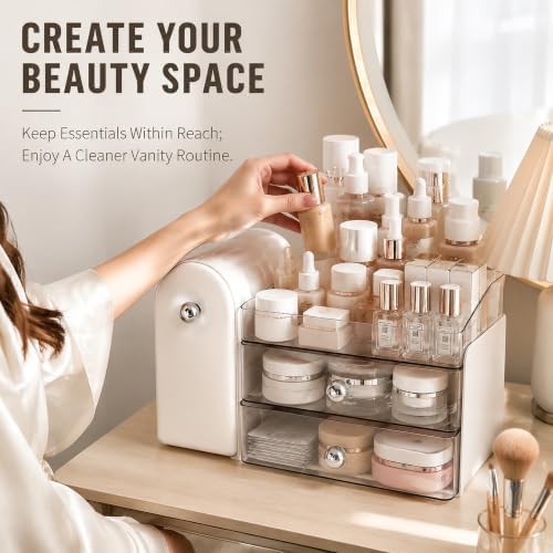 Azurphoric Hair Accessories Organizer with Hair Brush Holder, Rotatable Makeup Brush Holder for Necklaces, Earring, Brac