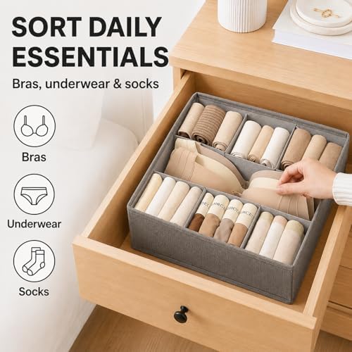 Foldable Underwear Drawer Organizer Multifunctional Fabric Drawer Dividers Storage Box Closet Organizer Bins for Sock Br