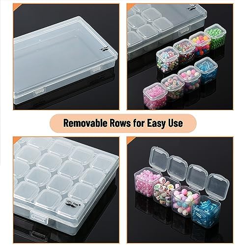Mr. Pen- Bead Storage Containers, 28 Grids, 2 Pack, Grey