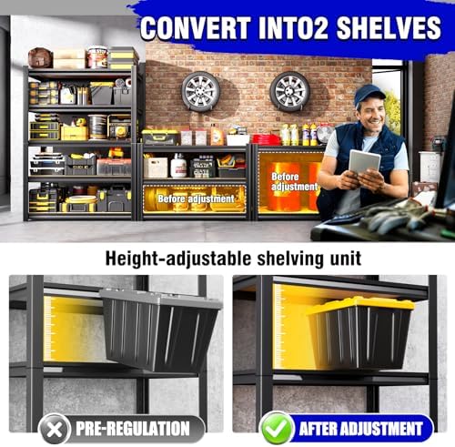 Garage Shelving,3 Tier Garage Storage Shelves,Adjustable Heavy Duty Metal Shelving Units and Storage Large Rack,Utility 