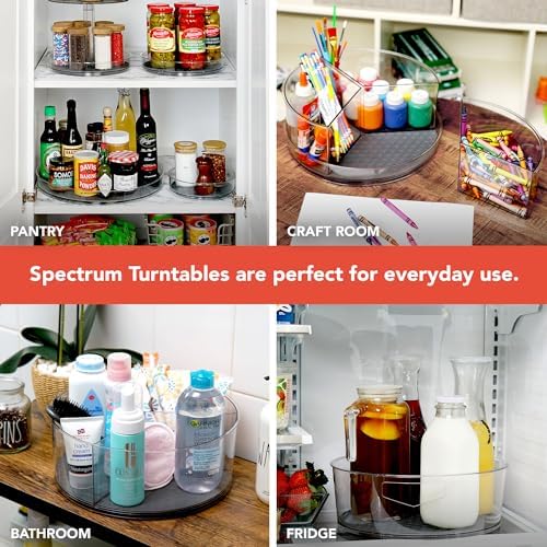Spectrum Medium Lazy Susan Organizers 9.5 in Pack of 2 for Cabinet Pantry Table Rotating Kitchen Storage Spice Rack Frid
