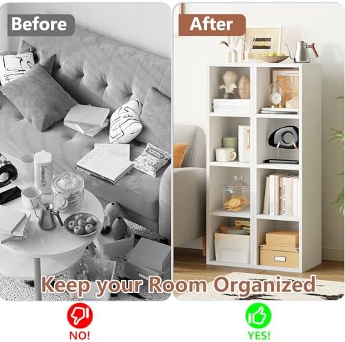 4-Tier Tall Narrow Bookcase,Open Cube Wooden Corner Bookshelf