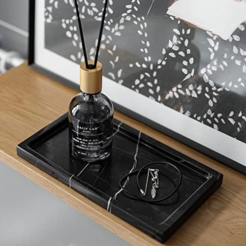 JIMEI Marble Bathroom Vanity Tray Dresser Makeup Storage Organizer 9 inch