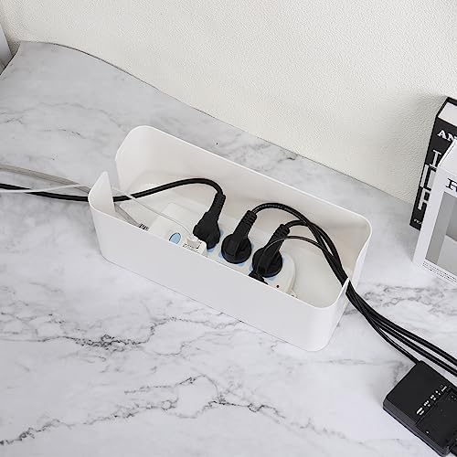 MECCANIXITY Cable Management Box PS Cord Organizer Box with Tie to Hide Wires & Power Strips Desk TV Computer Cable Orga