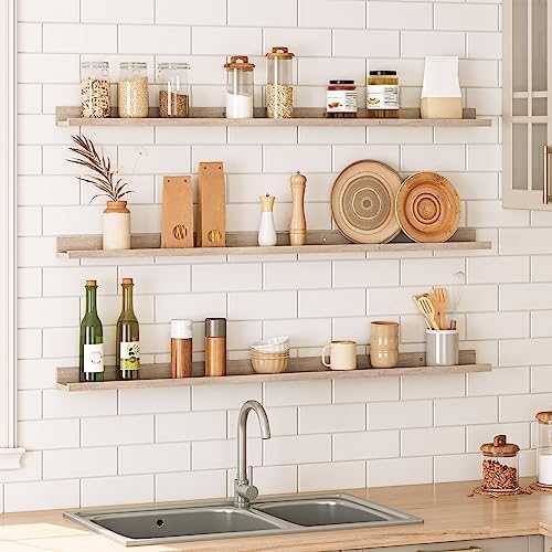 HOOBRO Floating Shelves, Wall Shelf Set of 3, 47.2 Inches Hanging Shelf