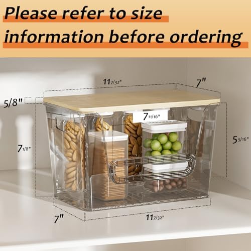 Delamu 2 Set Pantry Organizers and Storage,Trash Bag Dispenser with Bamboo Top,Stackable Trash Bag Dispenser Under Sink 