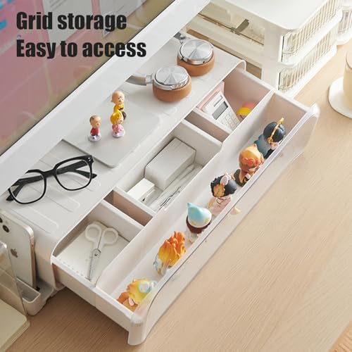 WMM Monitor Stand Riser, Computer Monitor Stand with Drawer and Display Minifigures, Computer Desktop Stand with Lights,