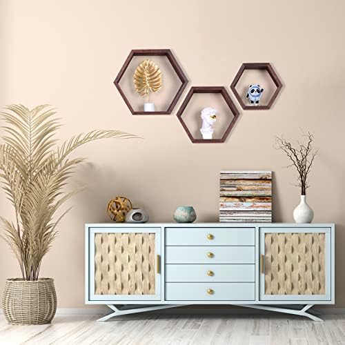 Hexagon Shelves,Floating Wall Shelf,Honeycomb Octagon Cube Shelves Wood