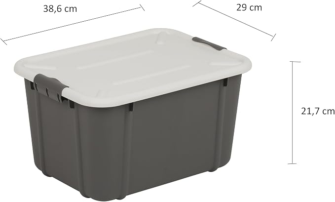 BranQ - Home essential Velur Universal Storage Container with Lid, Set of 3, Size 16 L, BPA-Free Plastic PP, Dark Grey