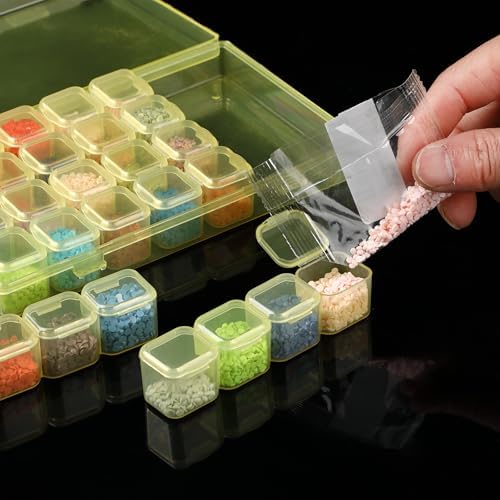 Mr. Pen- Bead Storage Containers, 28 Grids, 2 Pack, Transparent Yellow