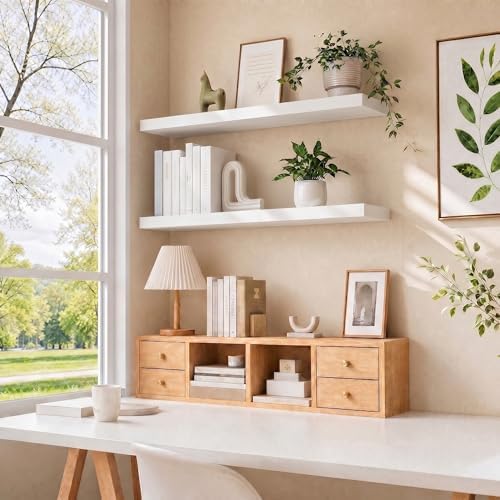 Fun Memories Floating Shelves for Wall 36 Inch, Set of 2 – Wall-Mounted Storage & Display Shelf with Invisible Bracket, 