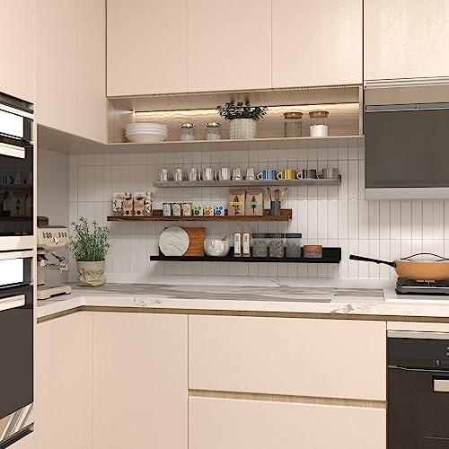 Giftgarden 36 Inch Multi Colors Floating Shelves for Wall Mount, Assorted Colors Wood Wall Shelf Ledge for Bathroom Bedr