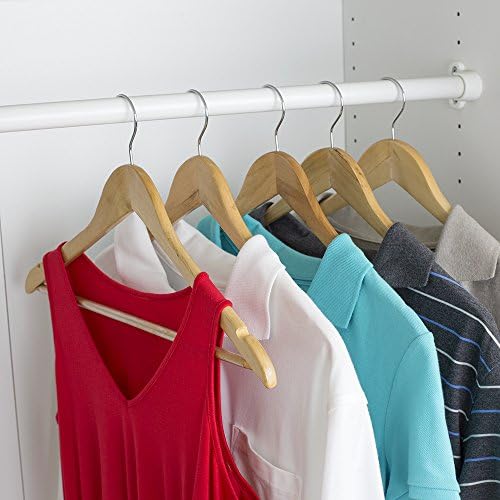Home Basics 5 Pack Wooden Non-Slip Suit Hangers with Pants Bar – Smooth Finish Solid Wood Coat Hanger 360° Swivel Hook a