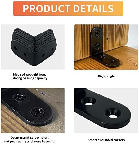 20 Pcs L Corner Brackets 2x2 Inch Black Heavy Duty L Bracket for Joint Right Angle Shelf Support Corner Braces for Shelv
