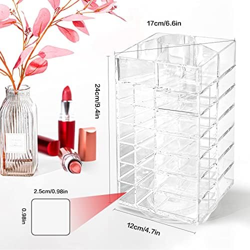 Acrylic Lipstick Tower, Rotating Lipstick Organizer with 53 Slots