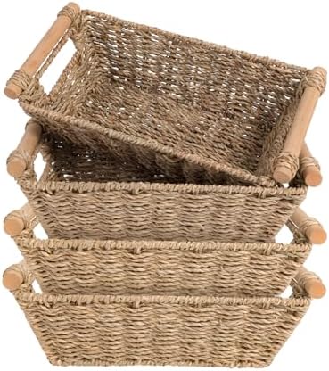 Small Wicker Baskets,small baskets for organizing,wicker storage Basket,small woven basket Seagrass Storage Baskets,Ratt