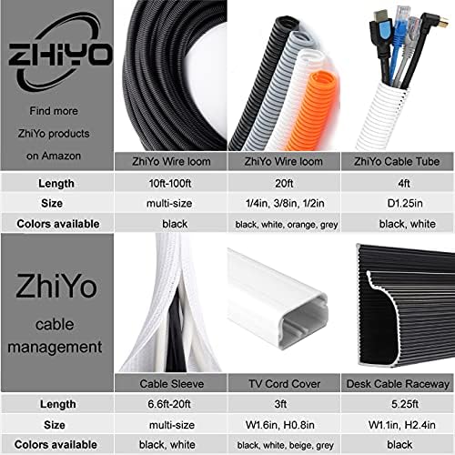 ZhiYo 6.6ft - 4/5 inch Cable Sleeve, Cord Wrap Wire Protector Tubing for Pets, PC Cable Wrap, Computer Cable Management 