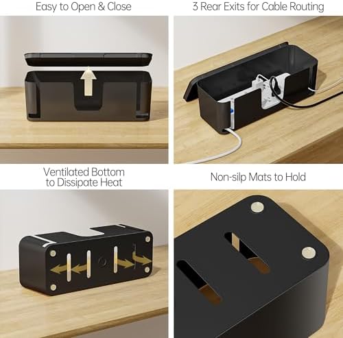 YECAYE 2 Pack Cable Management Box, Pet Friendly Cable Box Organizer for Home & Office, Child-Proof Floor Cord Cover, Co