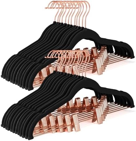 HOUSE DAY Hangers with Clips 24 Pack, Rose Gold Hangers for Outfit
