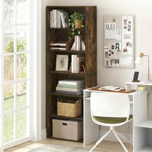 Furinno PASIR 6-Tier Book Shelf, Open Shelves Bookshelf, Amber Pine