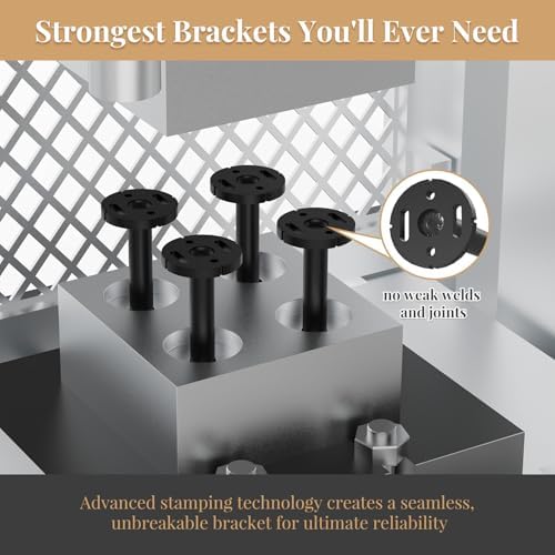 4pcs Floating Shelf Bracket Heavy Duty Shelving Mounting Brackets Hidden Floating Shelf Hardware,Black Metal Shelf Suppo