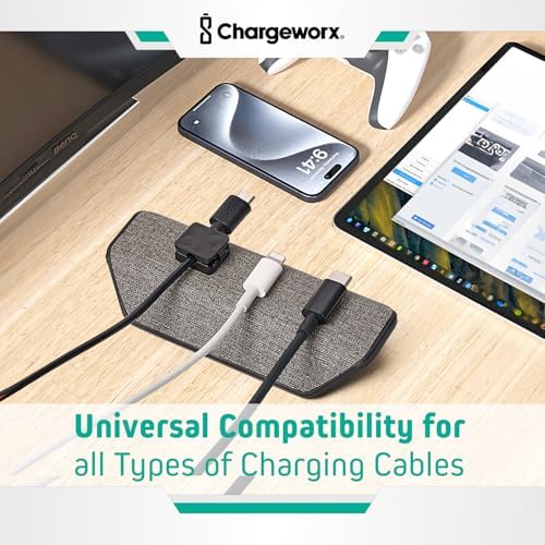 Magnetic Cable Management Organizer, Cord Holder, 3 Clips, Desk, Nightstand