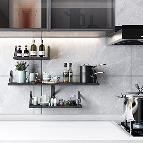 YGEOMER 4 Different Sizes Floating Shelves for Wall Home Decor, Black