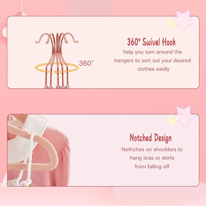 Stormix Baby Velvet Hangers Non-Slip, Space-Saving for Infant 32 Pack Pink