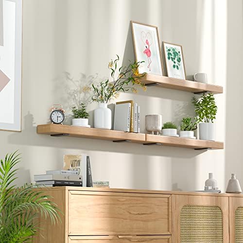 Floating Shelf Brackets 4 Inch 6 Pack, Hidden L Brackets for Shelves Black