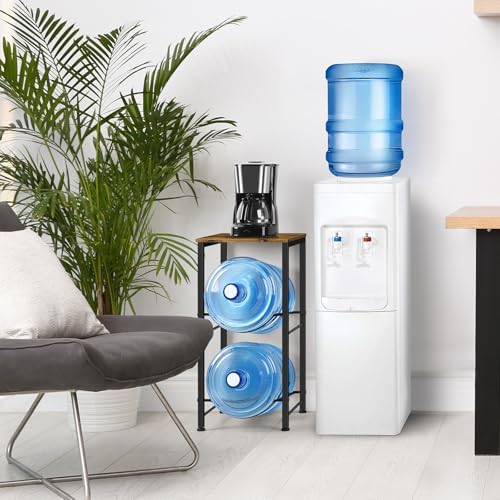5 Gallon Water Jug Holder with Top Shelf, 2 Tier Water Dispenser Rack Stand 5 Gallon Water Bottle Storage Organizer for 