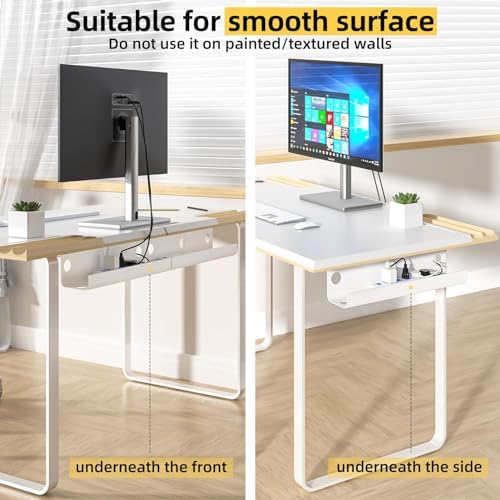 YECAYE Large Under Desk Cable Management,Easy Install Cable Management Under Desk with 4 Cord Holders & 6 Ties,Child & P