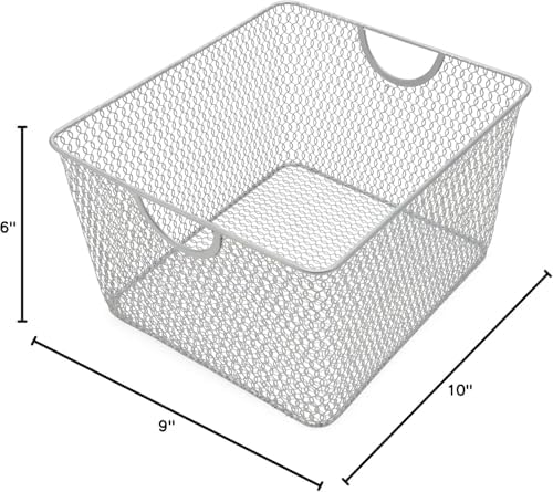YBM HOME Kitchen Pantry Organizer Wire Baskets for Shelves, Cabinets, Pantry, Countertop, Mesh Open Storage Bin Metal Ba
