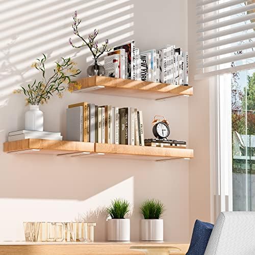 Floating Shelf Brackets 8 Inch 6 Pack, Hidden L Brackets for Shelves White