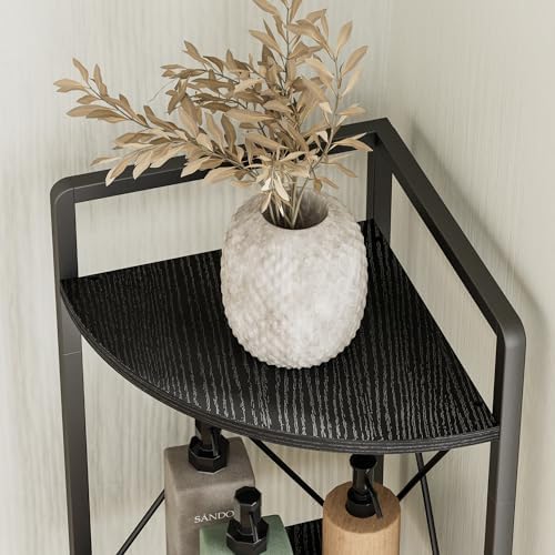 5 Tier Corner Shelf Stand, 64" H Tall Corner Bookshelf, Black