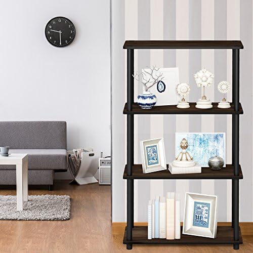 Furinno Turn-N-Tube Toolless 4-Tier Storage Shelves, Columbia Walnut