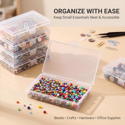 Jetec 6 Pieces Small Clear Plastic Storage Box, 5.2 x 3 x 1.2 Inch