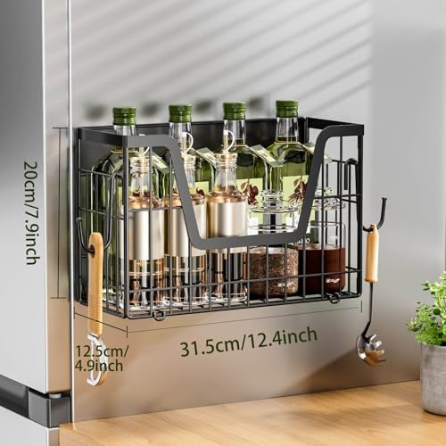 2 Pack Magnetic Shelf for Fridge,Magnetic Shelves for the Side of the Refrigerator,Magnetic Fruit Basket,Magnetic Hangin