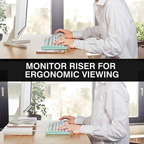 PG Silver Monitor Stand Riser with 4-Port USB Charging ports, Convenient keyboard organiser,Desktop Organizer for Comput