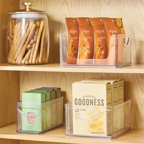iDesign Plastic Stackable Kitchen Cabinet Storage Bin, Clear, 4-Pack