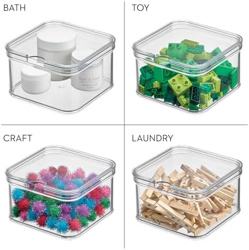 iDesign Stackable Fridge Organizer Bins with Lids for Fresh Produce - Set of 3 - Clear