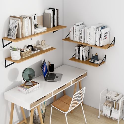 Heimlove 48W x 12D Deep Floating Shelves Set of 2 Oak
