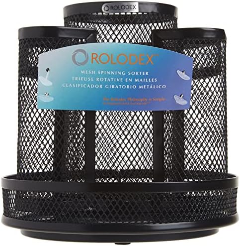 Rolodex Desk Organizer Rotating Office Supply Caddy Mesh Black (6.5" x 6.5" x 6.25") (Pack of 8)