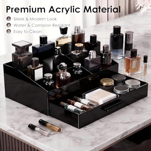 ProCase Cologne Organizer for Men with Drawer, Bathroom Organizer -1 Layer
