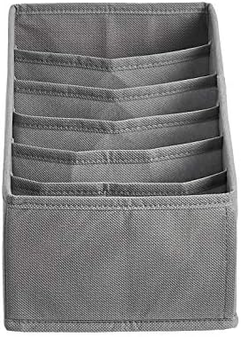 Amazon Basics Deep Drawer Organizer for Clothes, Collapsible Storage Boxes for Socks, Underwear and Baby Items, Set of 4, Gray
