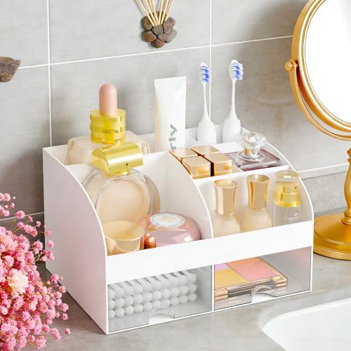 Makeup Organizer with 2 Drawers, Cosmetic Storage for Dresser Vanity and Bathroom Countertop,Make up organization and Sk
