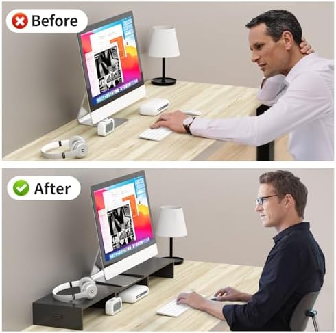 Pholiten Monitor Stand Riser with Adjustable Length and Swivel Angles