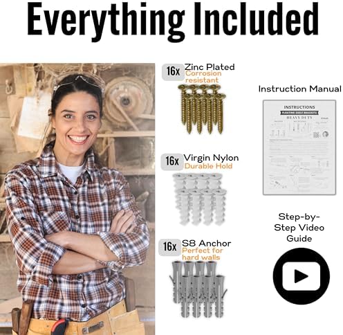 EVALD Heavy Duty Floating Shelf Brackets 6 Inch, Hidden Shelf Brackets with Screws & Anchors, Floating Shelves Hardware,